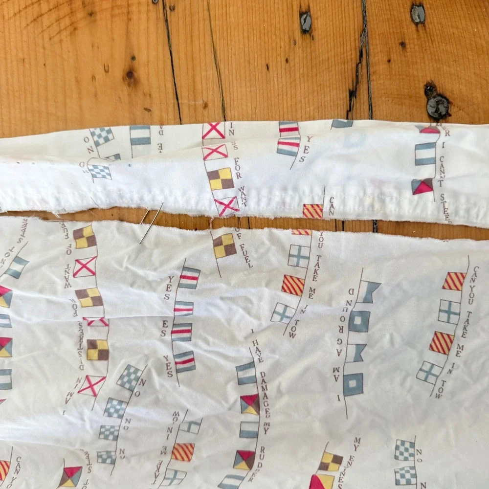 L.L. Bean Twin Sheet Set Nautical Signal Flags Vintage Coastal Rare Print READ